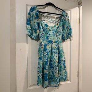 Floral Blue and Green Women's Dress
